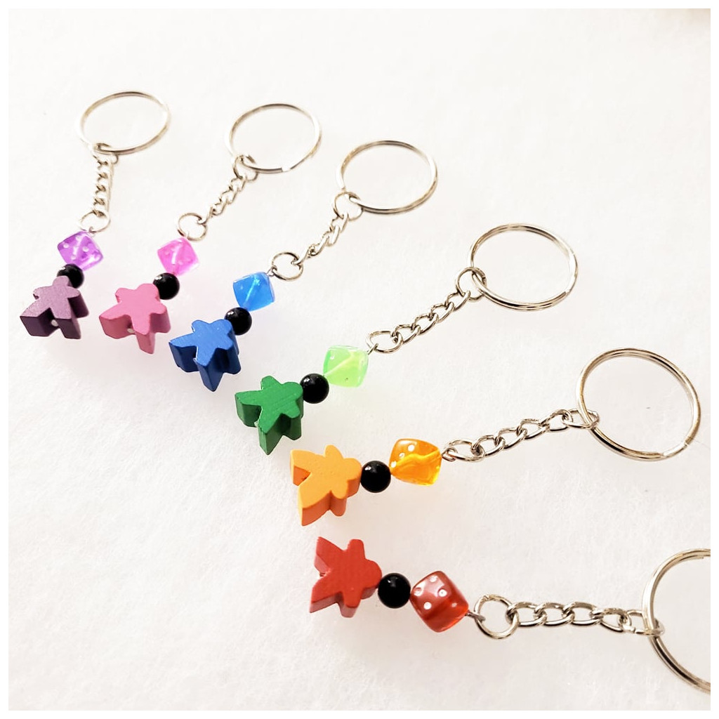 Porte-clés mini Meeple dé - Rouge