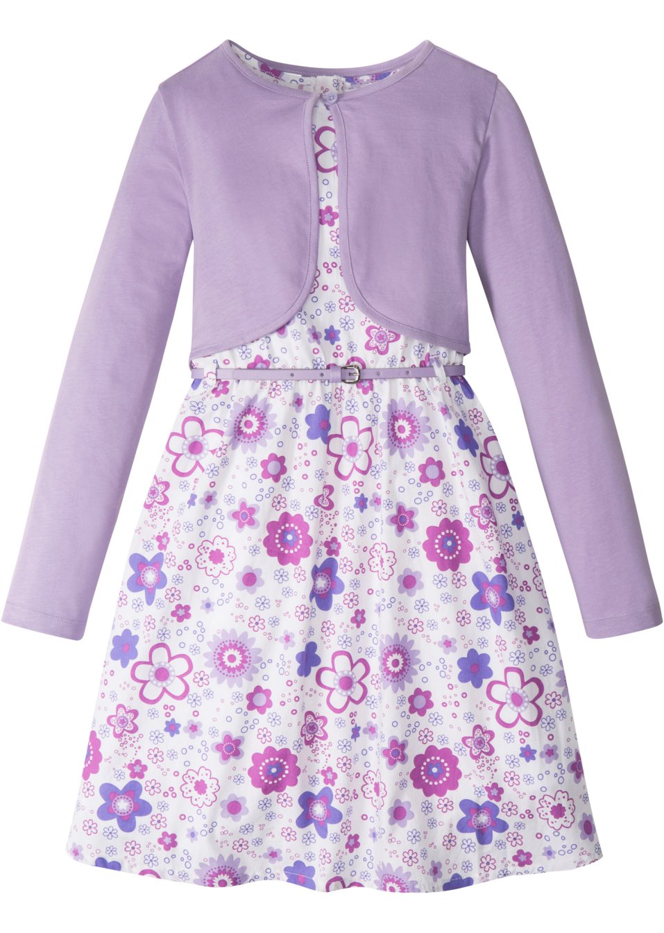 Robe fille + ceinture + boléro fille (Ens. 3 pces.)