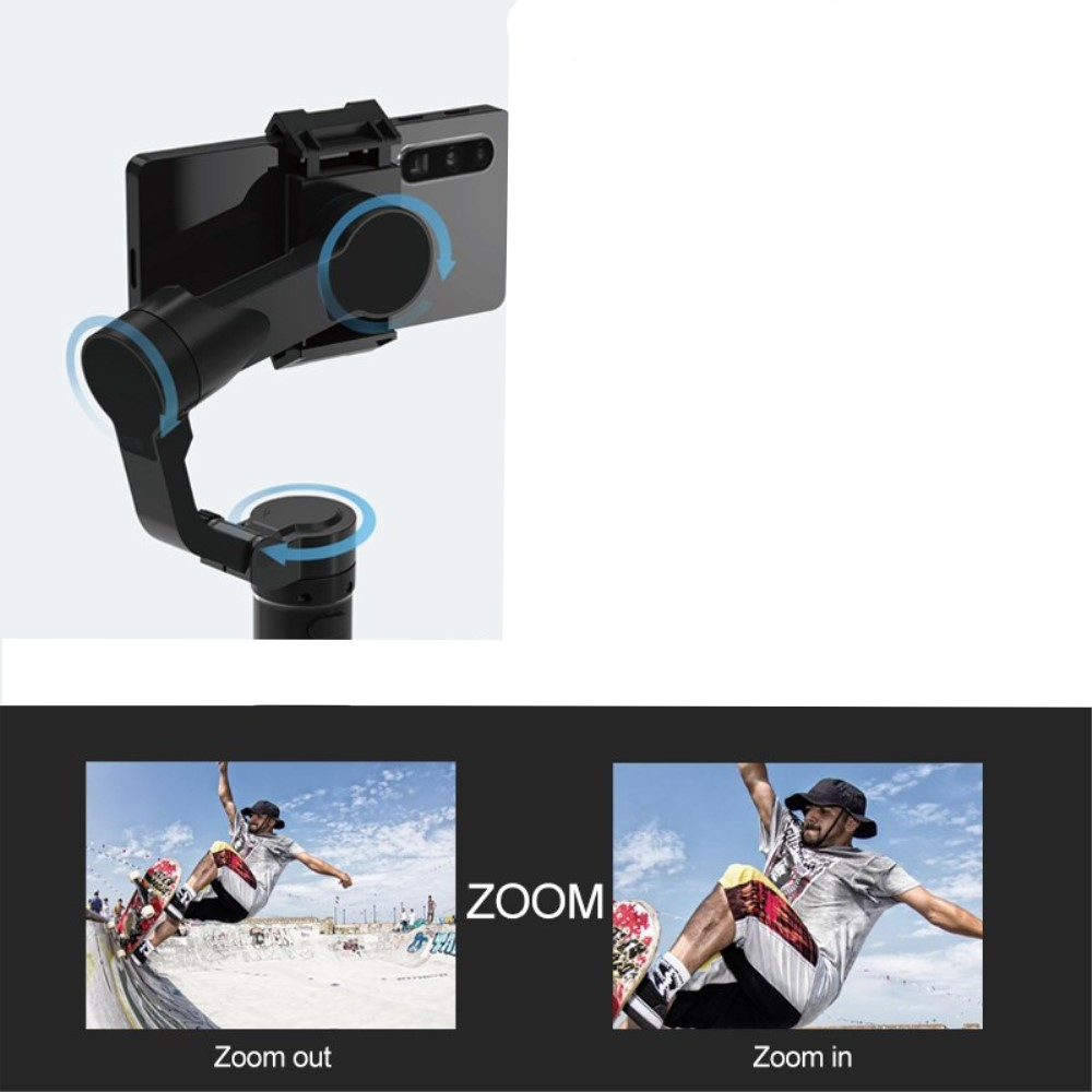 Gimbal 3-Achsen Stabilisator Stativ Halterung 285° Schwenkbar mit Tripod Stativ für Smartphone   App Steuerung / Gesichtsverfolgung - Schwarz