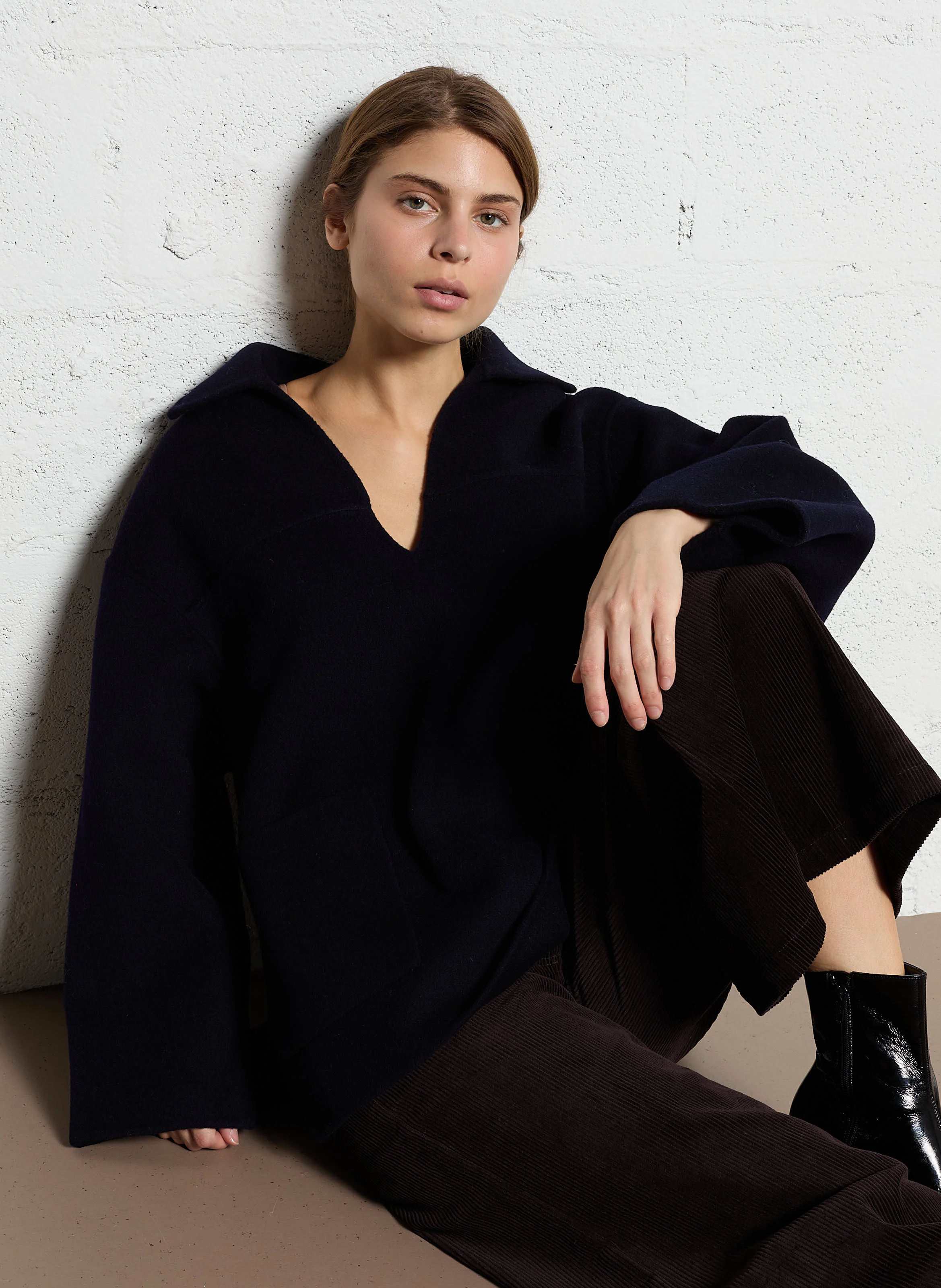 RITCH - Manteau col chemise en laine| Bleu