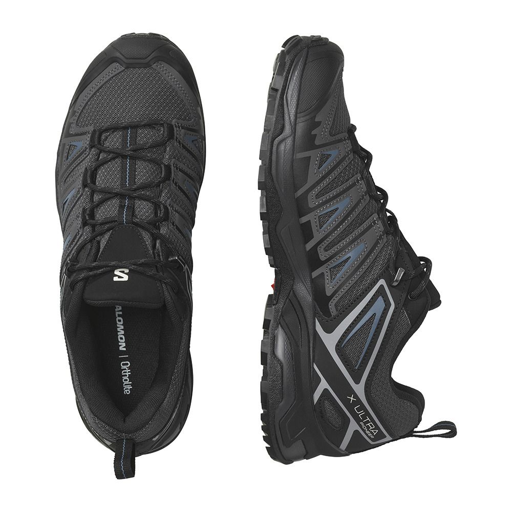 Salomon ULTRA PIONNIER AERO - Chaussures randonné Homme black/ebony/blue ashes