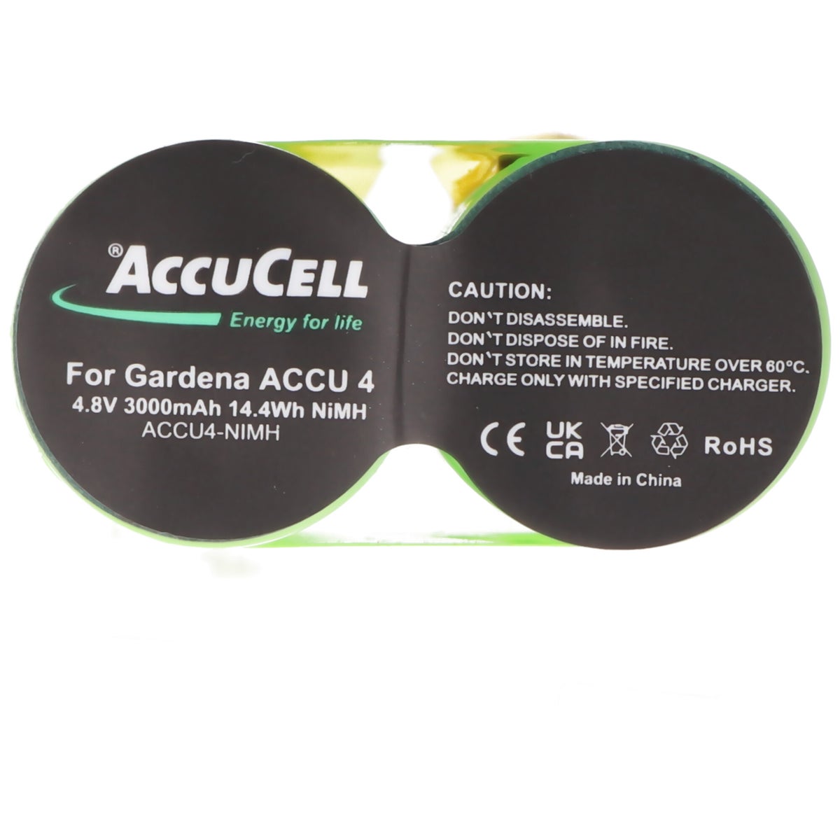 Gardena ACCU4 accu geschikt voor Gardena 4,8 volt, 6,3 en 4,8mm contacten, NiMH accu 3000mAh
