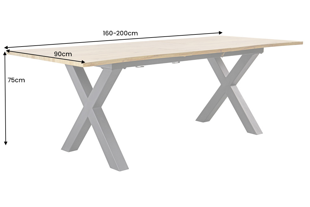Ausziehbarer Esstisch WILD 160-200cm braun Wildeichen-Design schwarz Baumkante