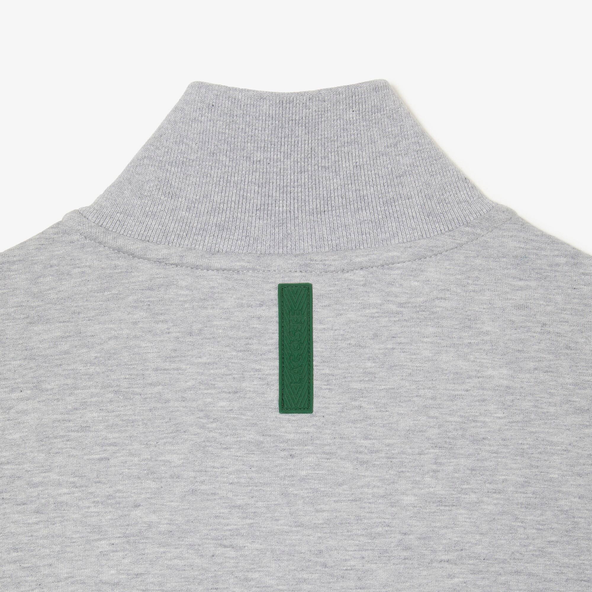 Sweatshirt Jogger zippé uni à col montant en coton mélangé Sweatshirts - Gris - Lacoste - Homme