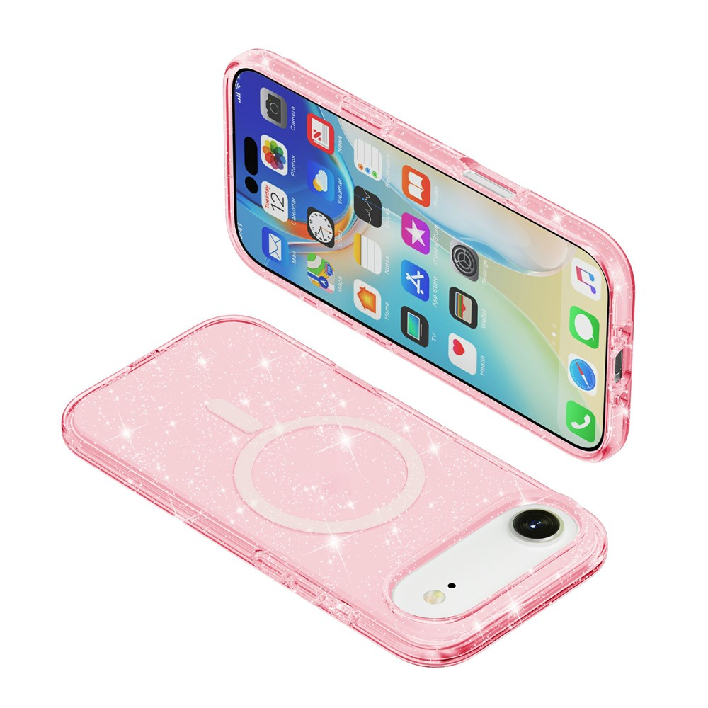 iPhone Air MagSafe Hybrid Hardcase Schutzhülle im Glitzer Design - Pink / Transparent