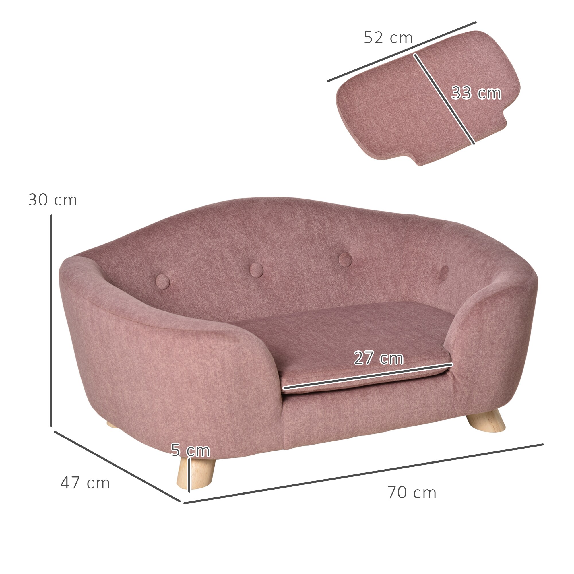 PawHut Hundebett mit Kissen 70B x 47T x 30H cm