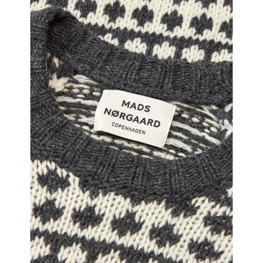 Mads Nørgaard Reycled Iceland Kilian Sweater, Dark Grey Melange/Winter White, XS