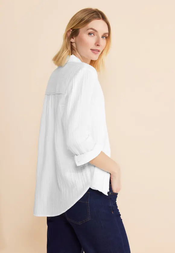 Musselin Hemdbluse - White