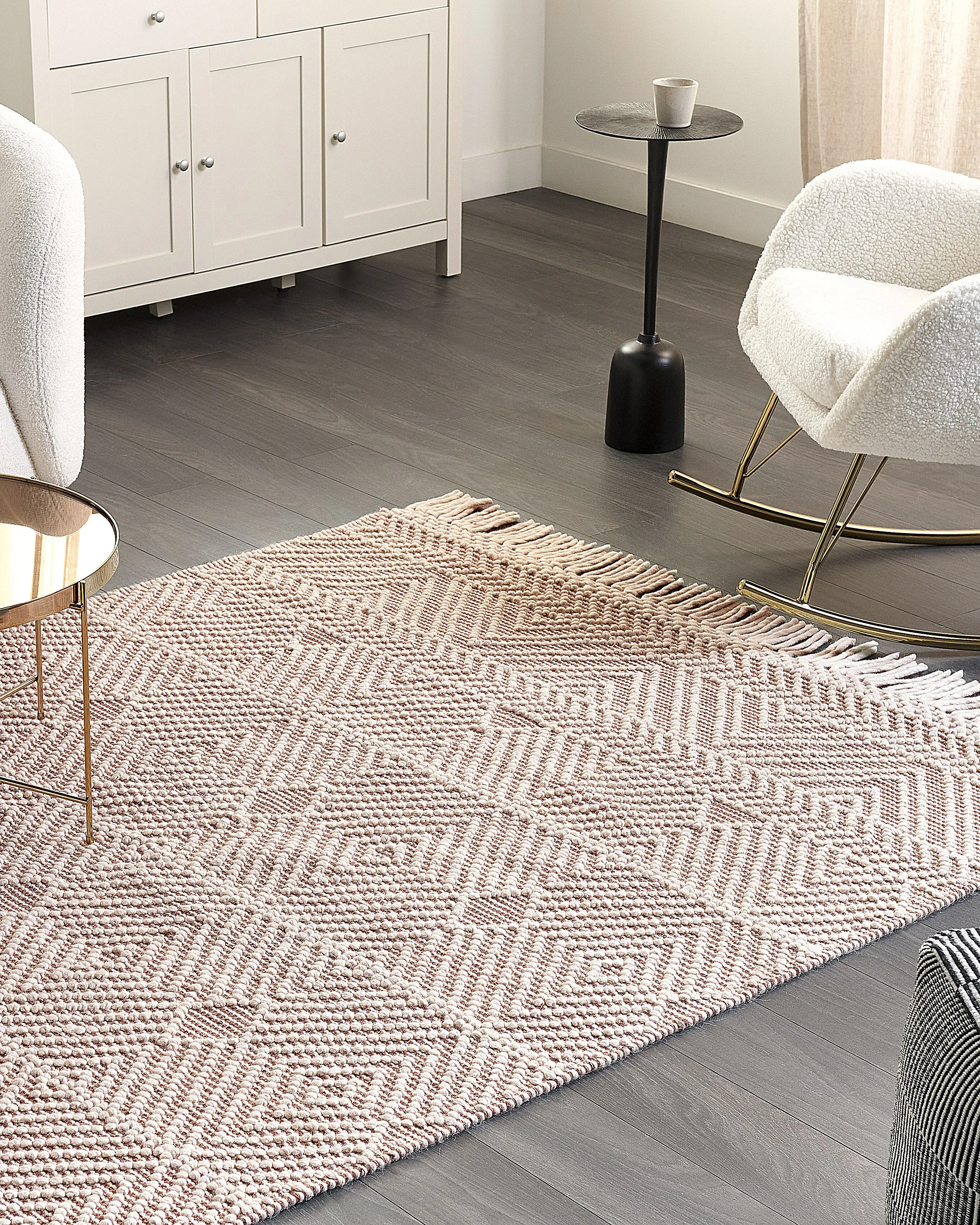 Vloerkleed KESTEL Bruin Beige 160 x 230 cm Wol