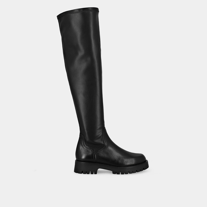 Bottes à semelles crantées  en cuir noir