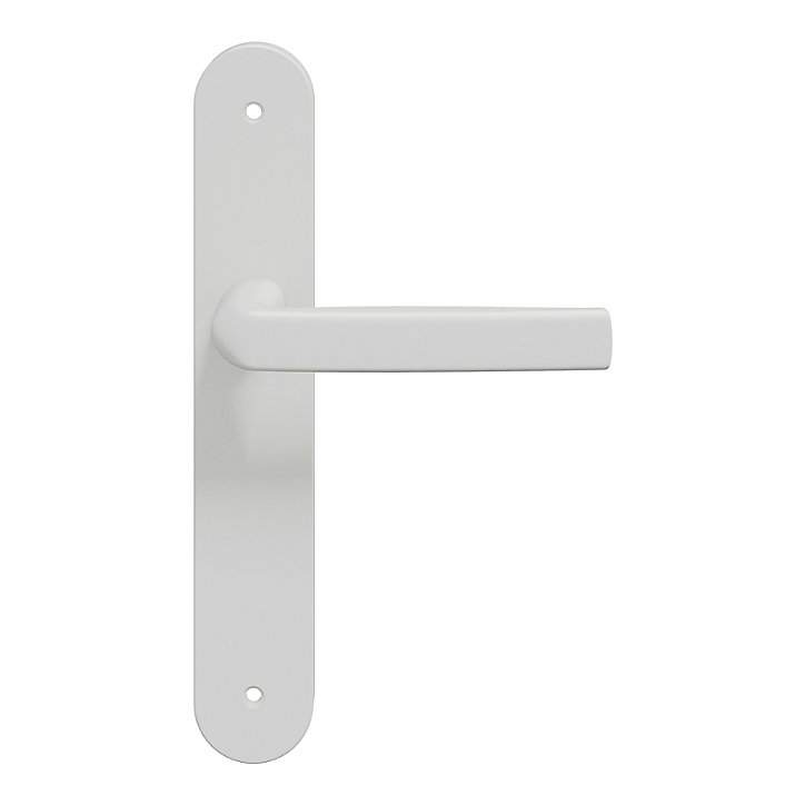 Ensemble poignée sur plaque Incurvé GoodHome Primel mat blanc L.126mm x l.40mm entraxe 195mm