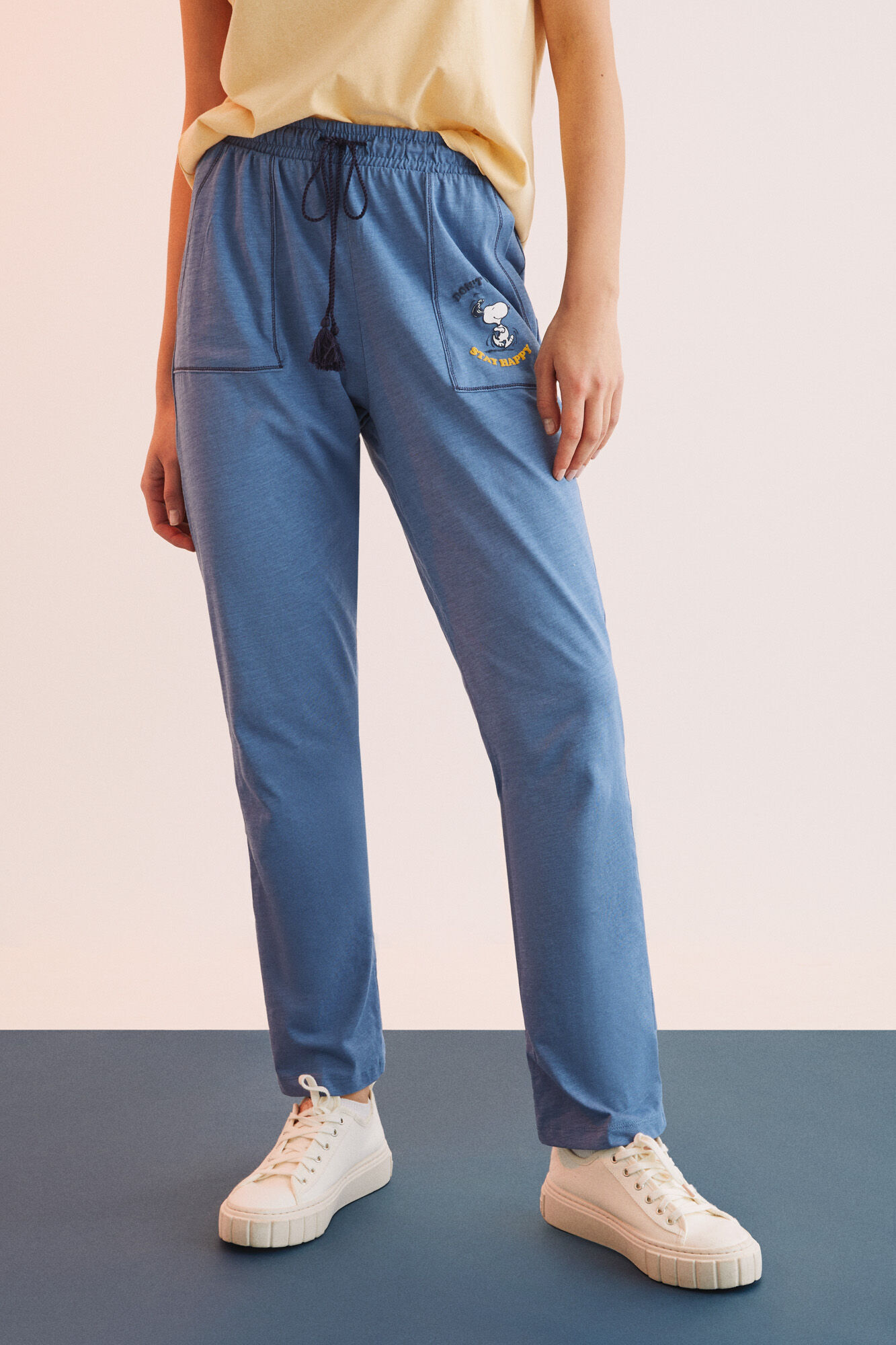 Calças compridas, 100% algodão, jeans azul - azul