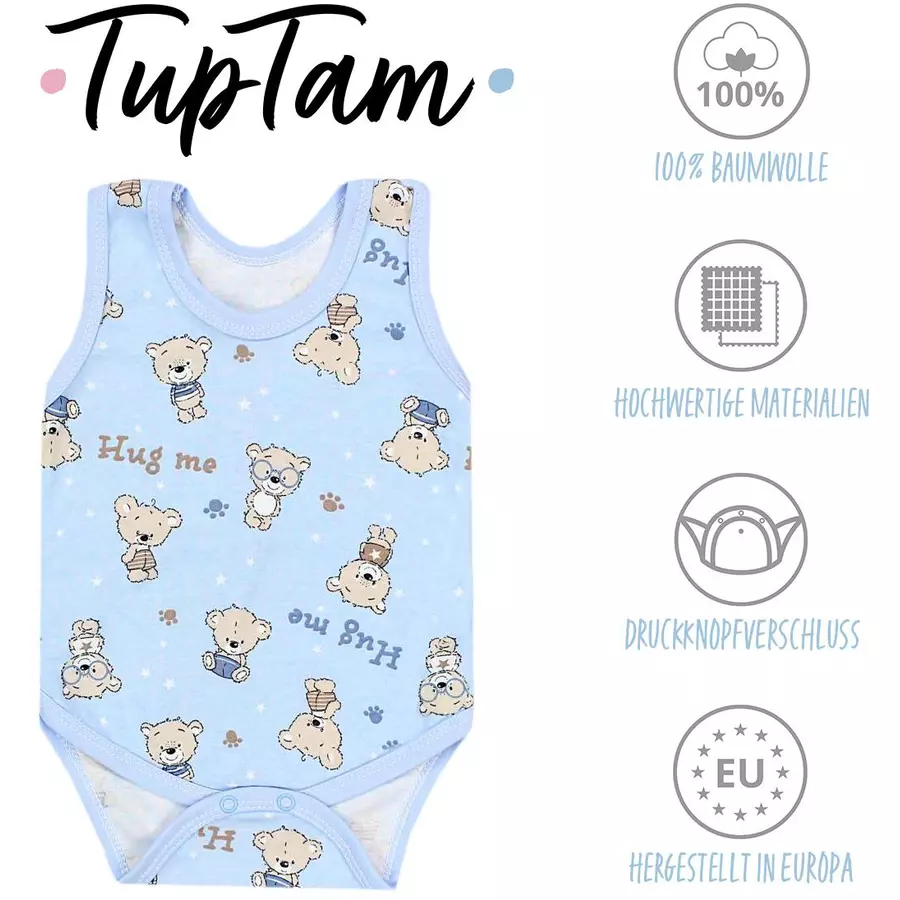 TupTam Baby Jungen Achselbody 5er Pack blaugrau