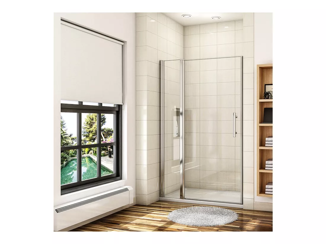Porte de douche pivotante en 6mm verre securit anticalcaire porte de douche 120cm avec 1 élément fixe Hauteur 197cm