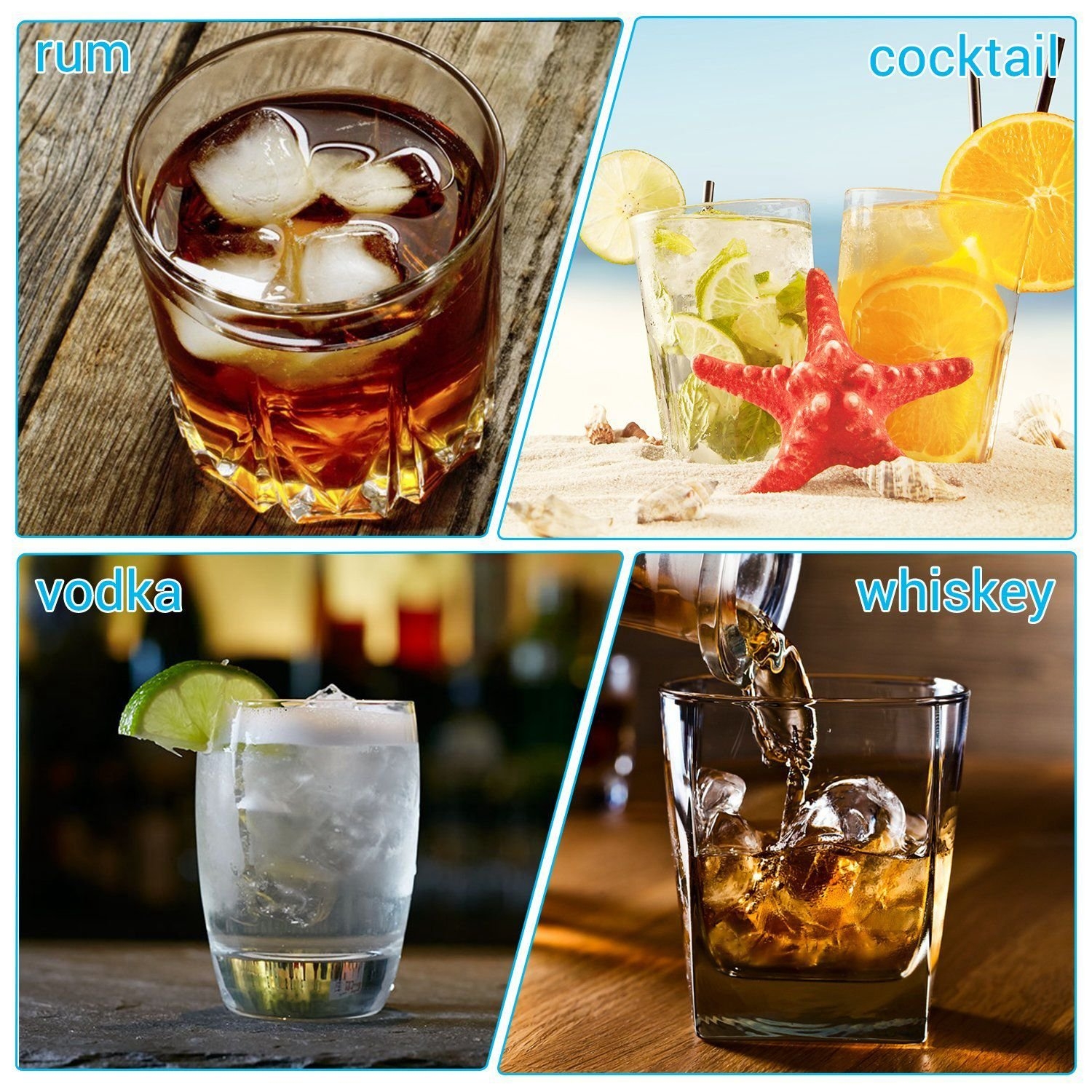 (4-fach) 3D Silikon Eiswürfel Form DIY Ice Cube Tray mit Deckel für Cocktails / Whisky / Softgetränke - Diamant