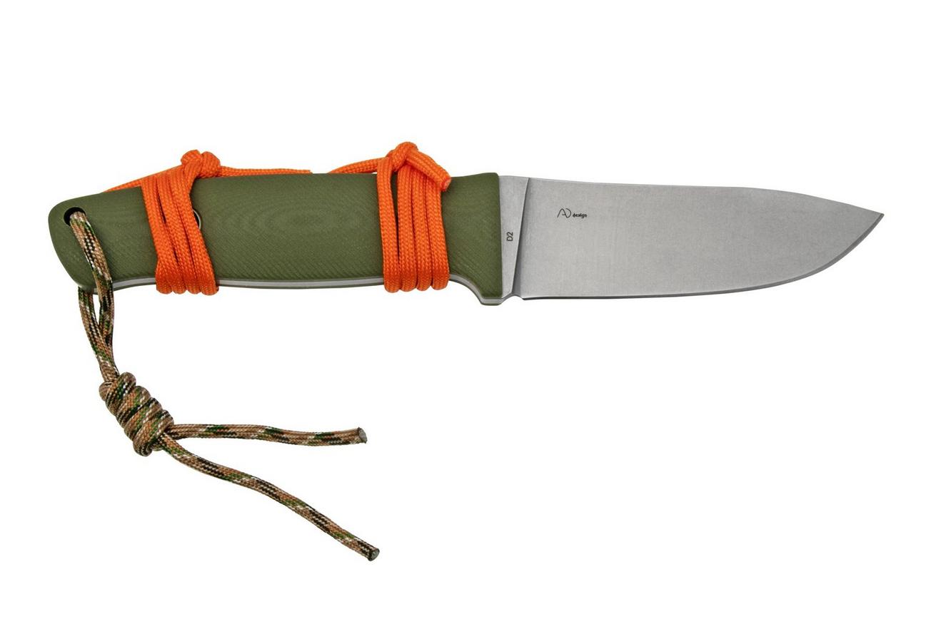 Black Fox Vesuvius Stonewashed D2 Blade, OD Green G10 vaststaand mes