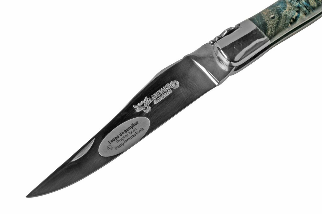 Laguiole en Aubrac Blue Poplar Burl L0212LBPIFSJ1 populierenhout, gepolijst, laguiole zakmes, 12 cm