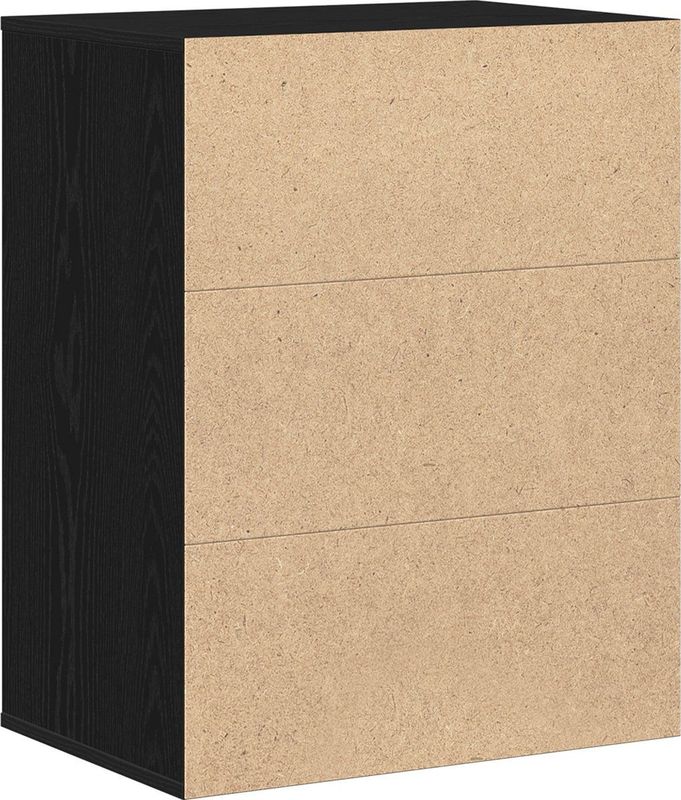 Zwart Eiken Ladekast - MDF - Vier Lades - Moderne Stijl