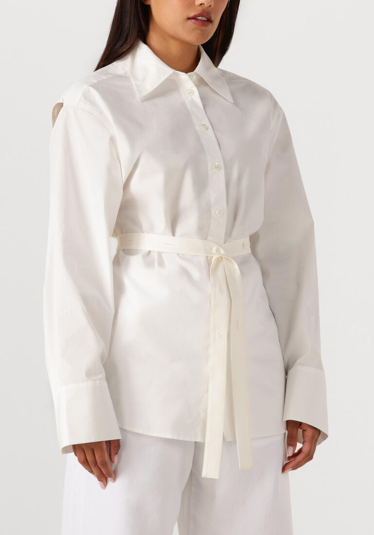 witte rohe blouses poplin silk combined gilet shirt