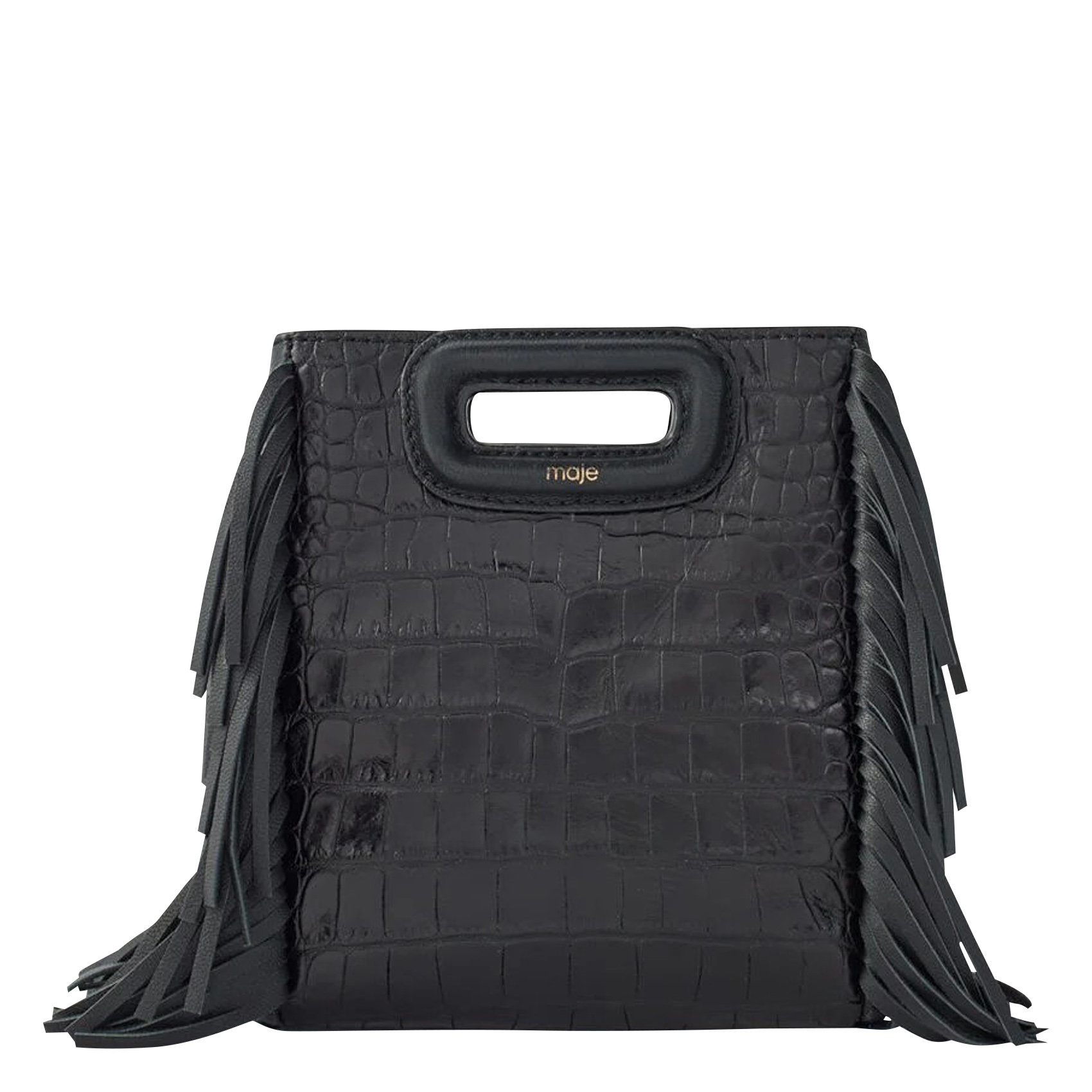 M MINI - Sac bandoulière en cuir embossé croco | Noir