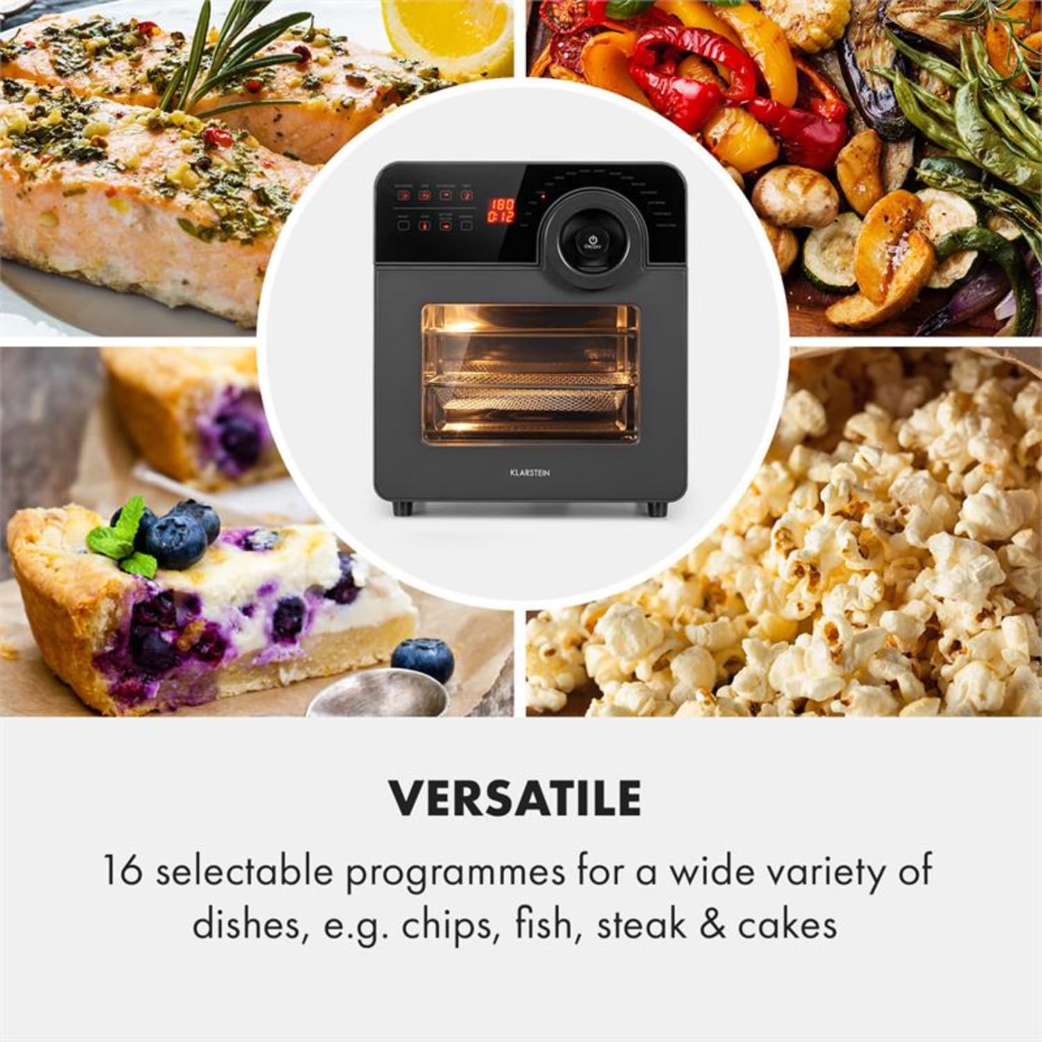 AeroVital Cube Chef Heißluftfritteuse1700 W 14 Liter 16 Programme Ober- und Unterhitze