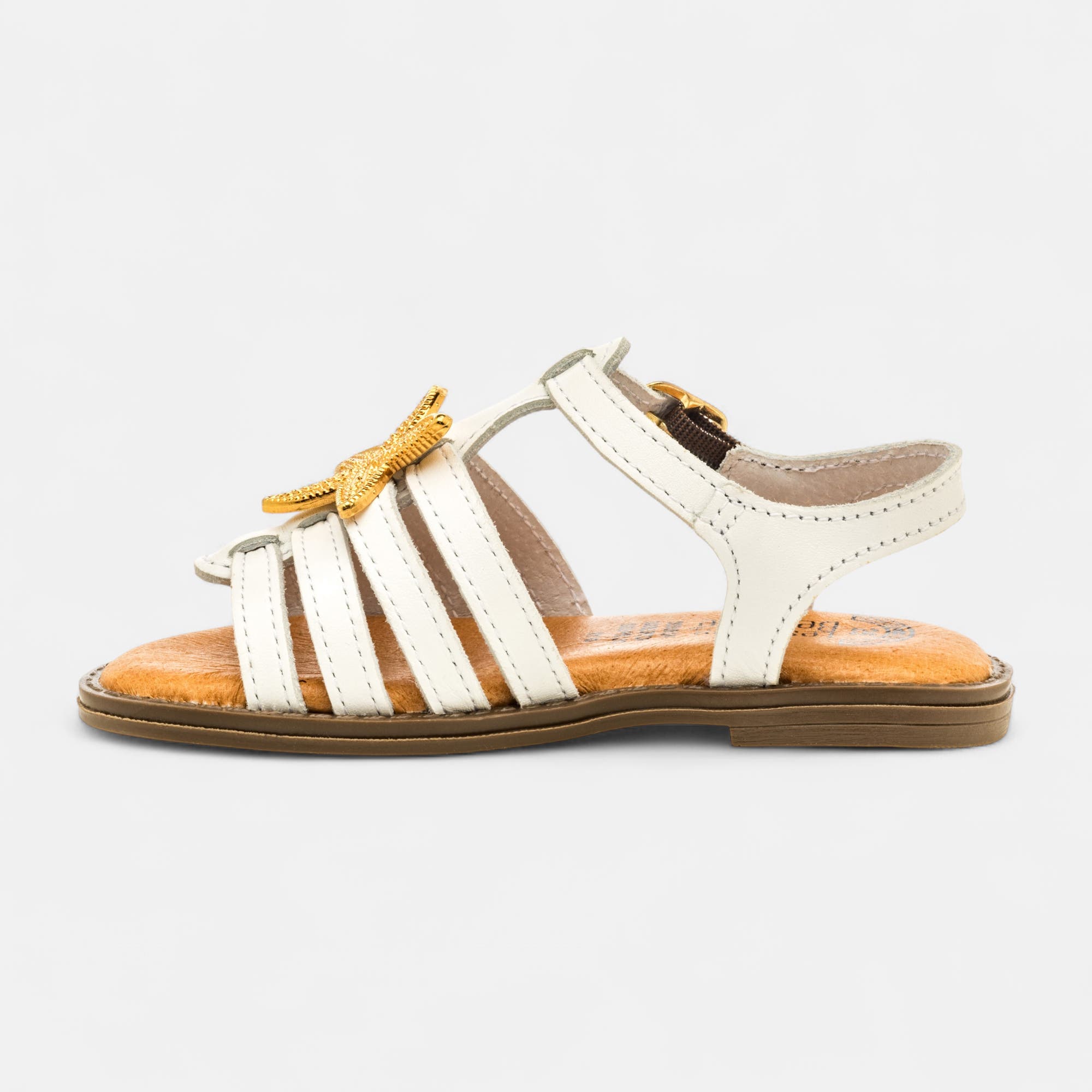 Nu-pieds Fille en cuir blanc
