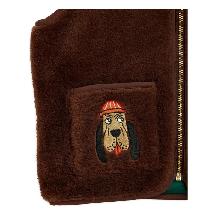 Mini Rodini Veste Polaire Polyester Recyclé Chien | Chocolat