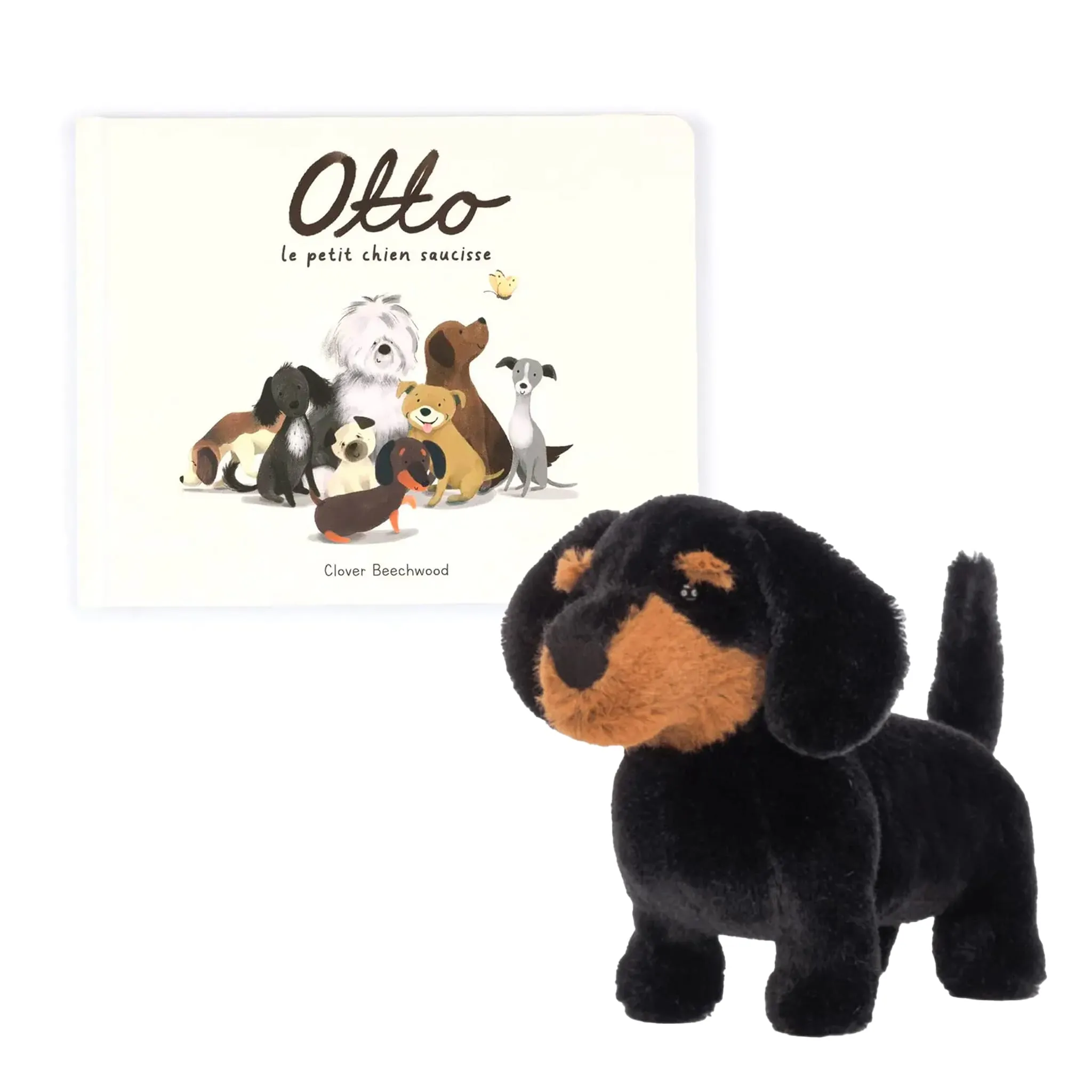 Jellycat Chien Saucisse Freddie + Livre Otto Le Petit Chien Saucisse (Version Française)