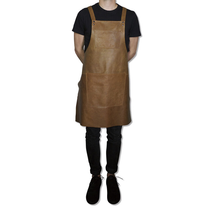 DutchDeluxes Læderforklæde Suspender Serie Apron Vintage Camel Camel