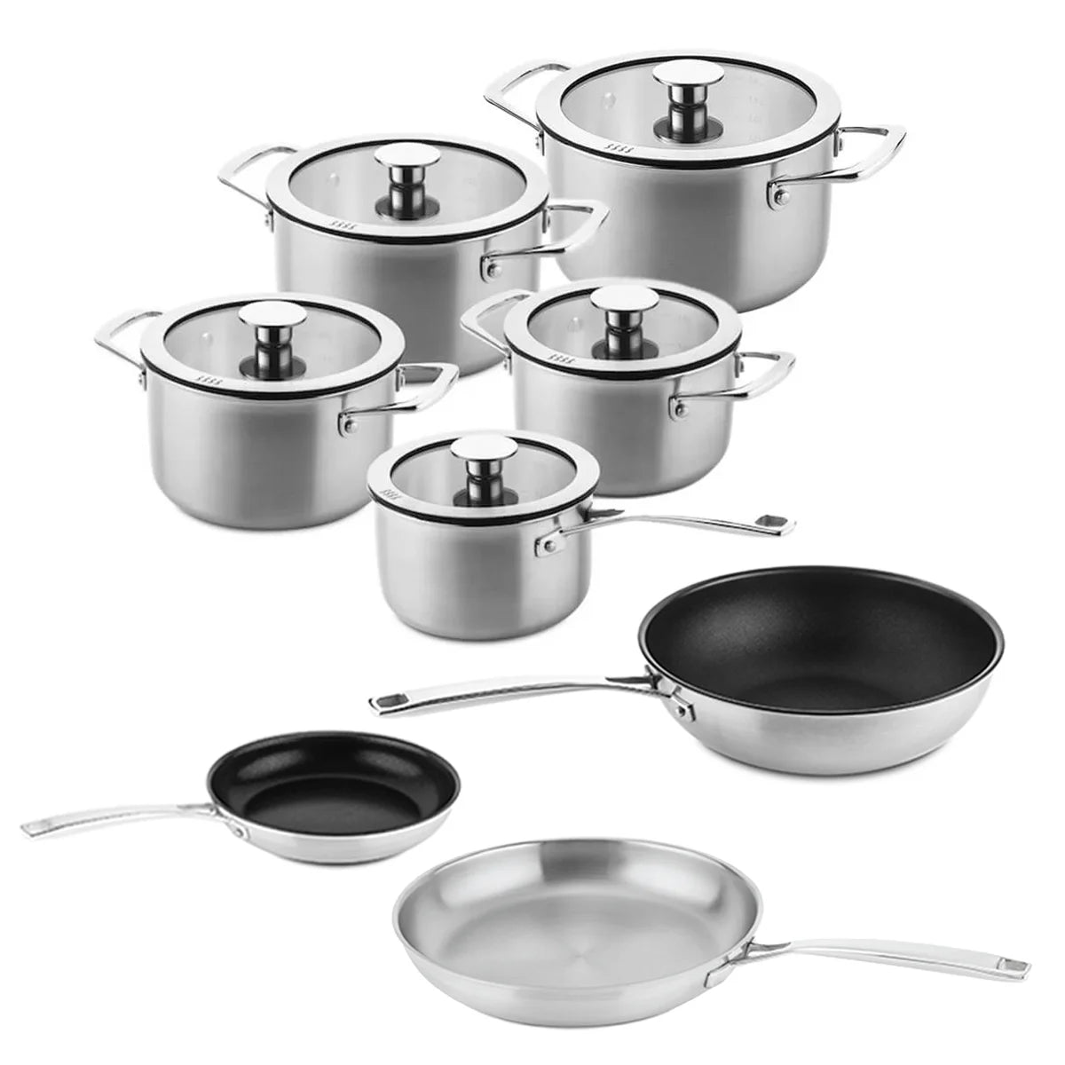 DUCQ Downdraft Triply Pannenset 13 delig - RVS koekenpan