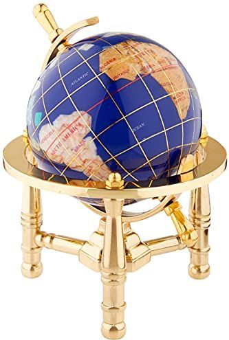Unique Art 15,2 cm van Blue Lapis Ocean Mini tafelblad edelsteen wereldbol met gouden statief