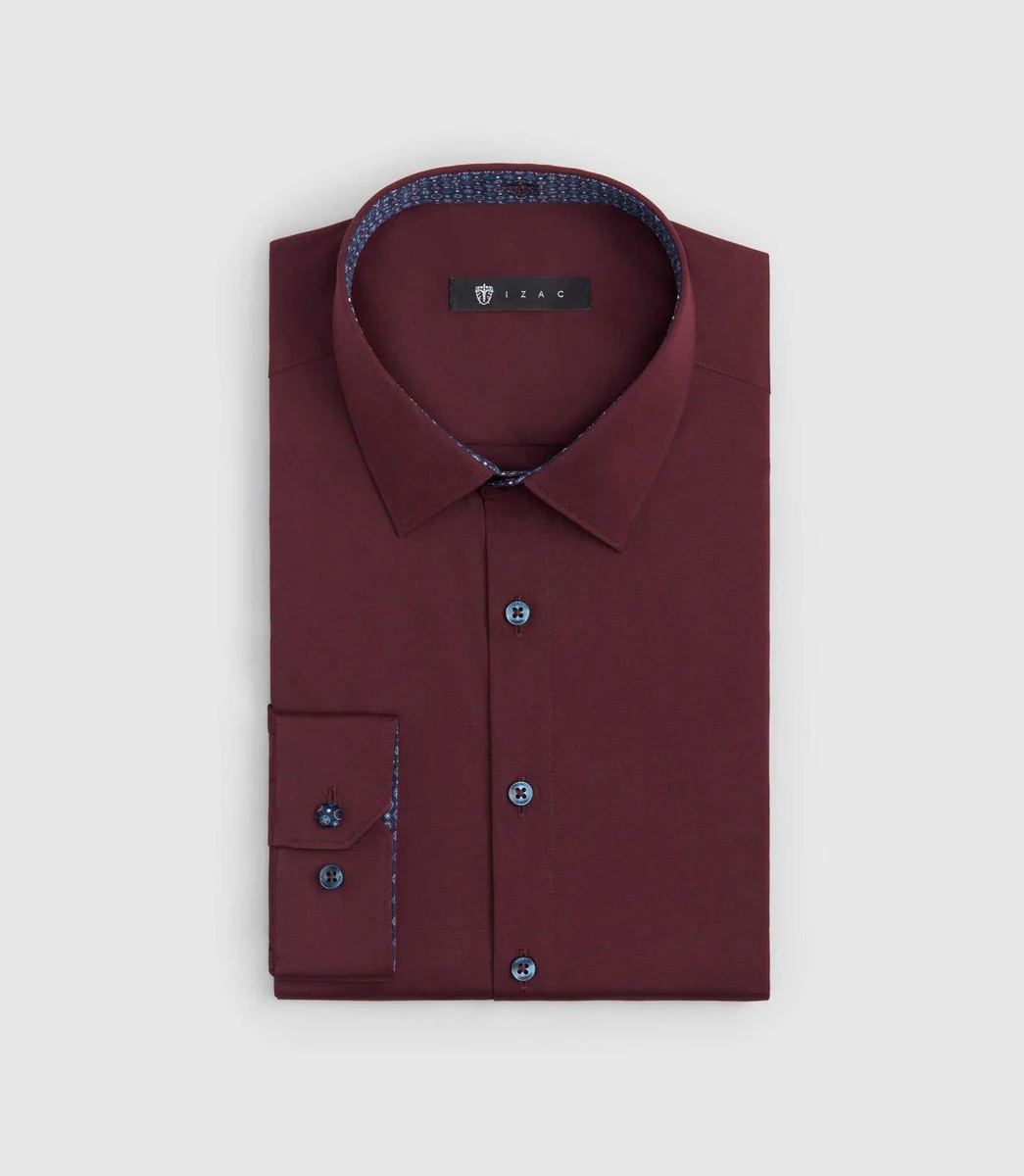Chemise slim fantaisie bordeaux 