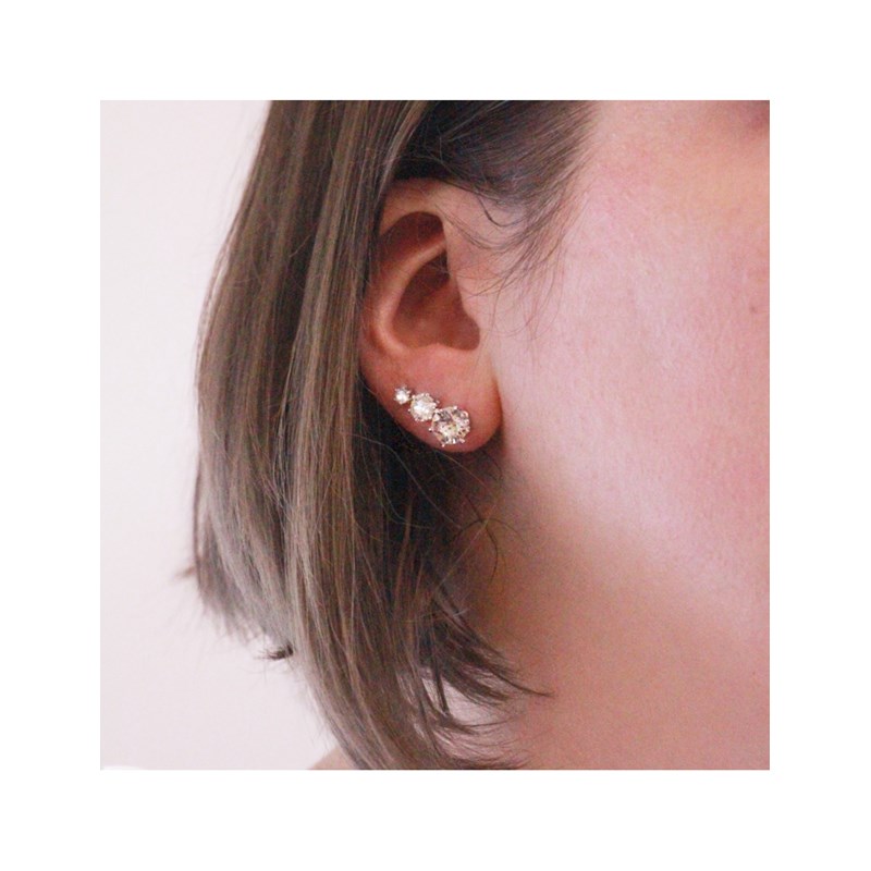 Boucles d'oreilles Trinity - Lot de 3 paires - Argenté et Cristal