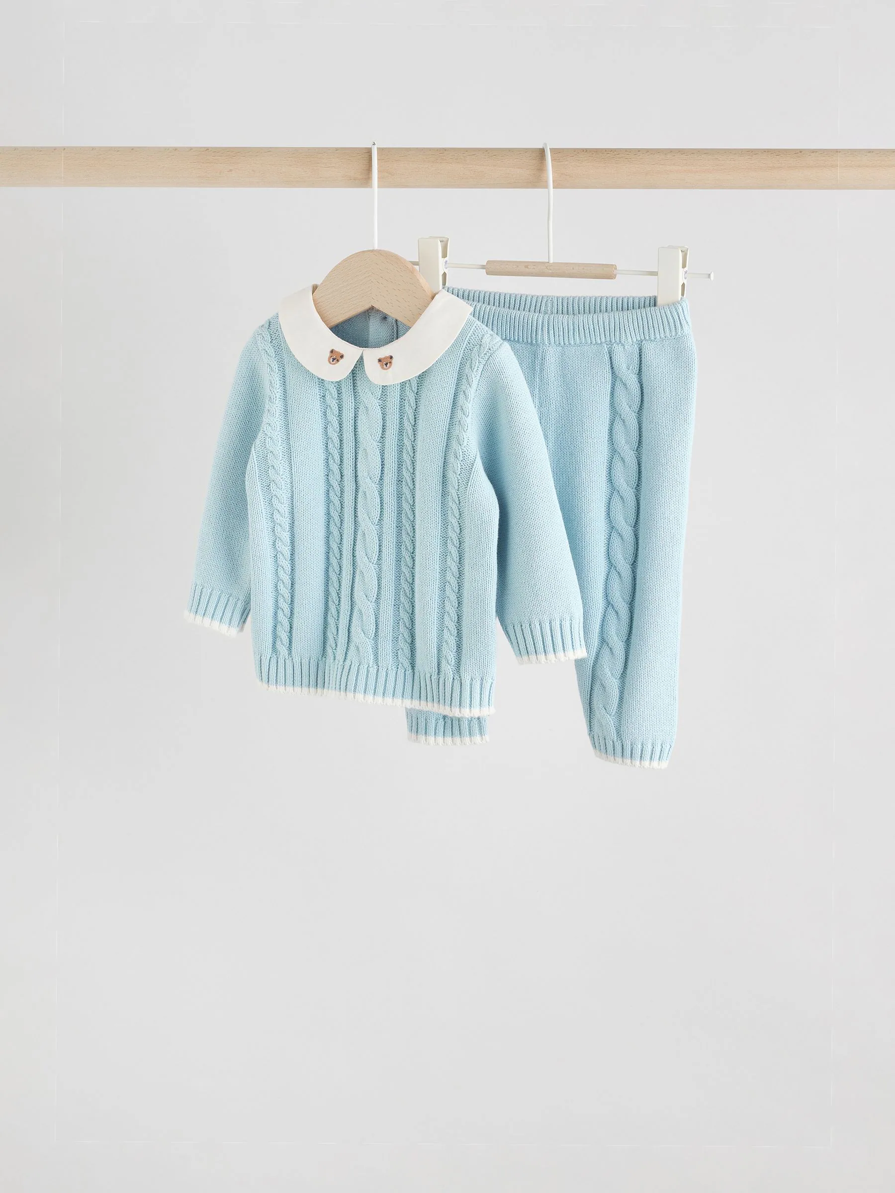 Blauw - Gebreide trui en leggings babyset (0mnd-3jr)