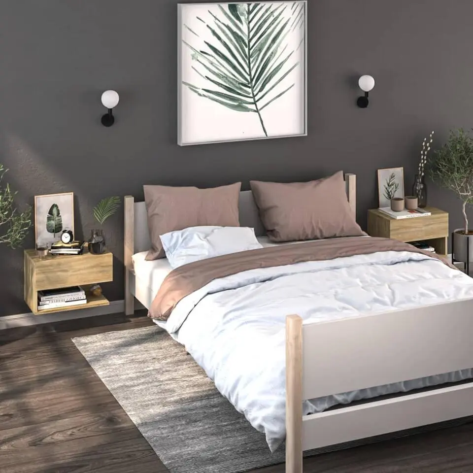 vidaXL - Wandnachtkastje - Bruin - Bewerkt hout - 2 stuks