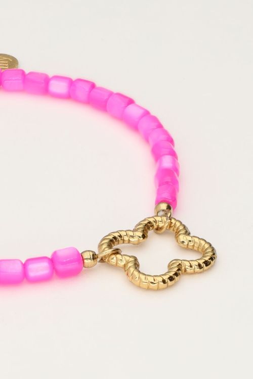 Roze kralen armband met klaver