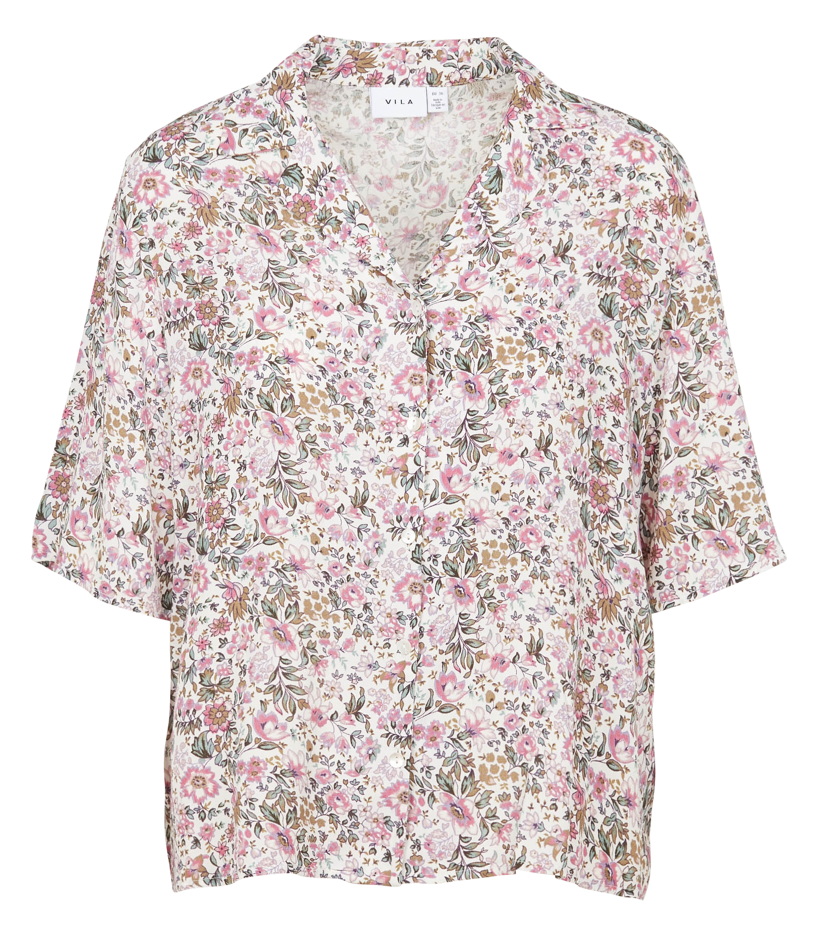 Chemise col classique imprimé fleuri| Blanc