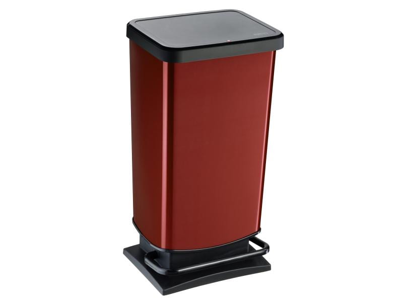 Rotho Treteimer Paso 40 l, Rot metallic Treteimer mit 40 Litern Fassungsvermögen