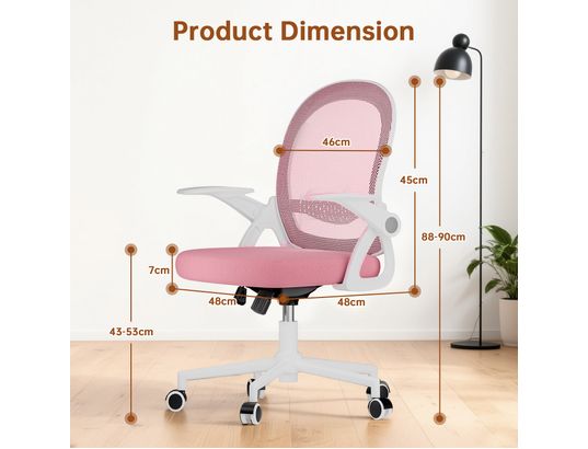 RATTANTREE - Chaise de bureau maille dossier moyen rose