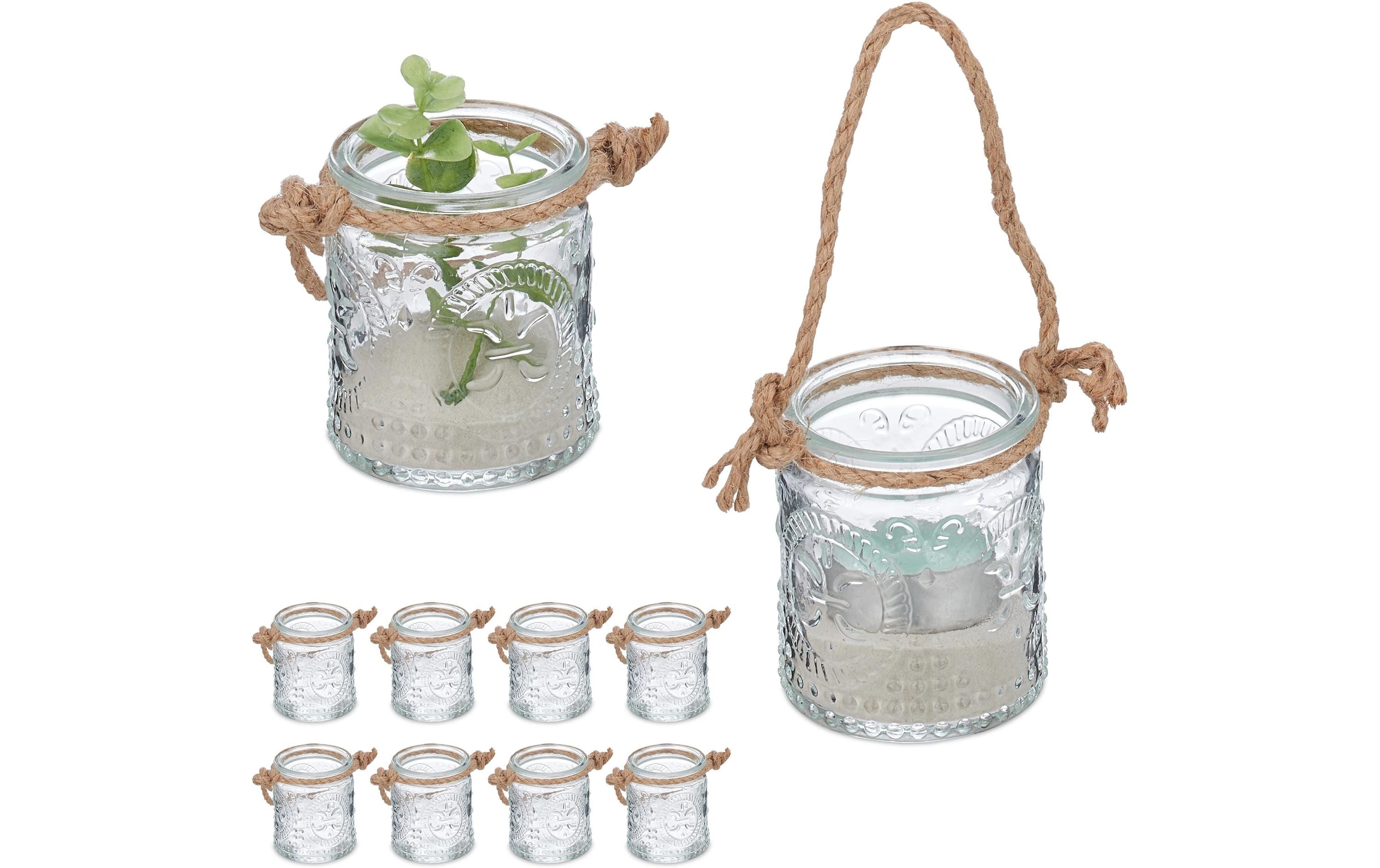 relaxdays Hängewindlicht »Summer Vintage 7 cm, Glas, 12 Stück«
