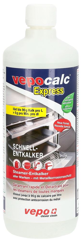 VEPOCALC Express<br>1000 ml, Flasche, Lösung, Steamer Schnell Entkalker speziell für Steamers und Dampfgarer