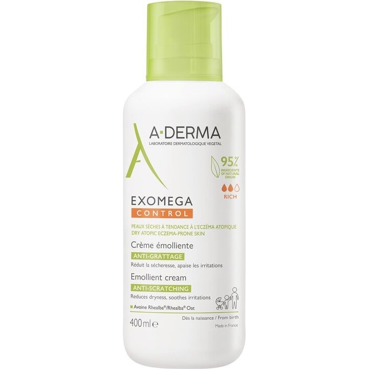 Crème émolliente Aderma Exomega Control  - Flacon de 400 ml