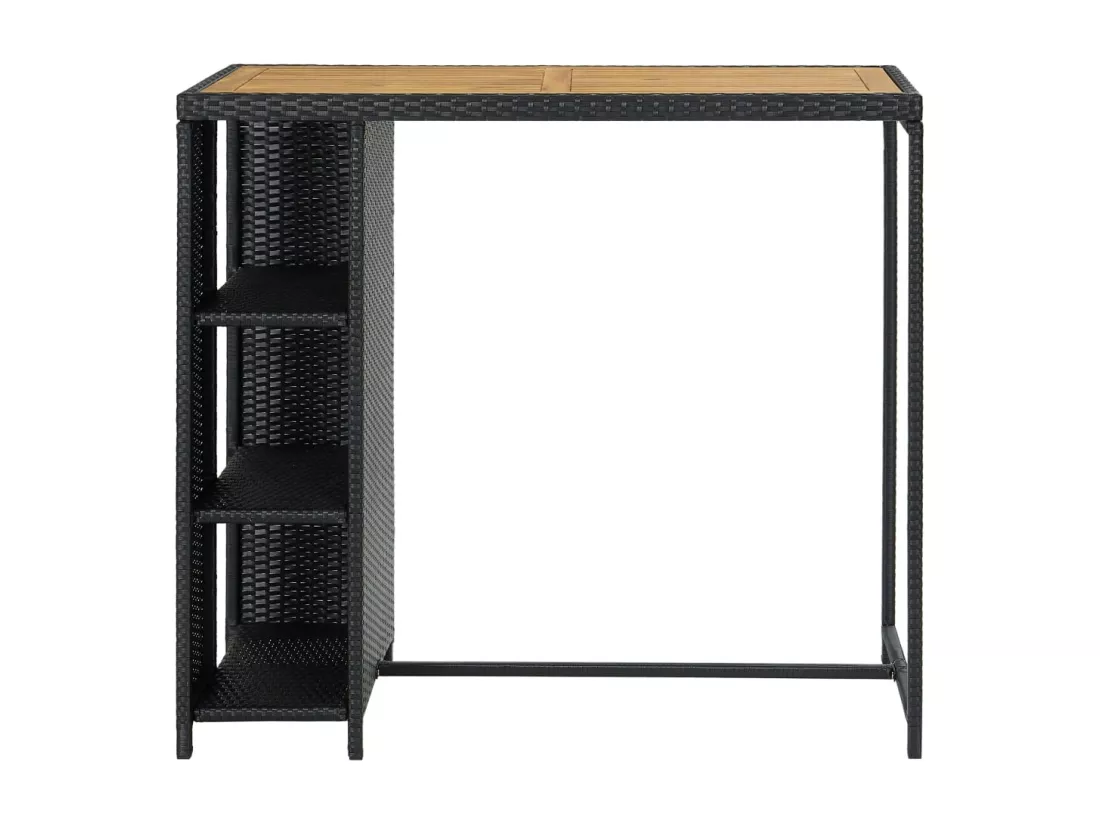 Table de bar avec rangement Noir 120x60x110 cm Résine tressée
