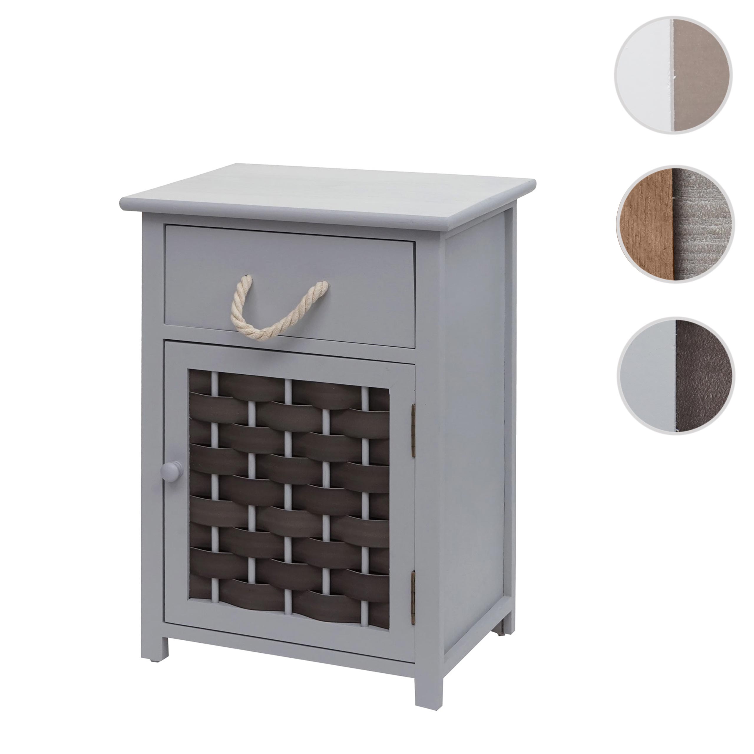Kommode MCW-K83, Schrank Schubladenschrank, Holz 55x39,5x28,5cm ~ grau, Polyrattan dunkelgrau