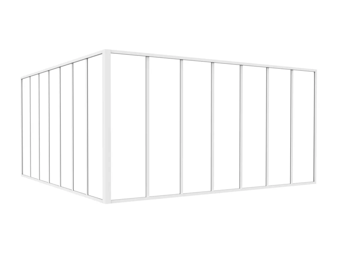 Verrière d'angle d'atelier en aluminium thermolaqué - L210 x L210 x H105 - Blanc - BAYVIEW