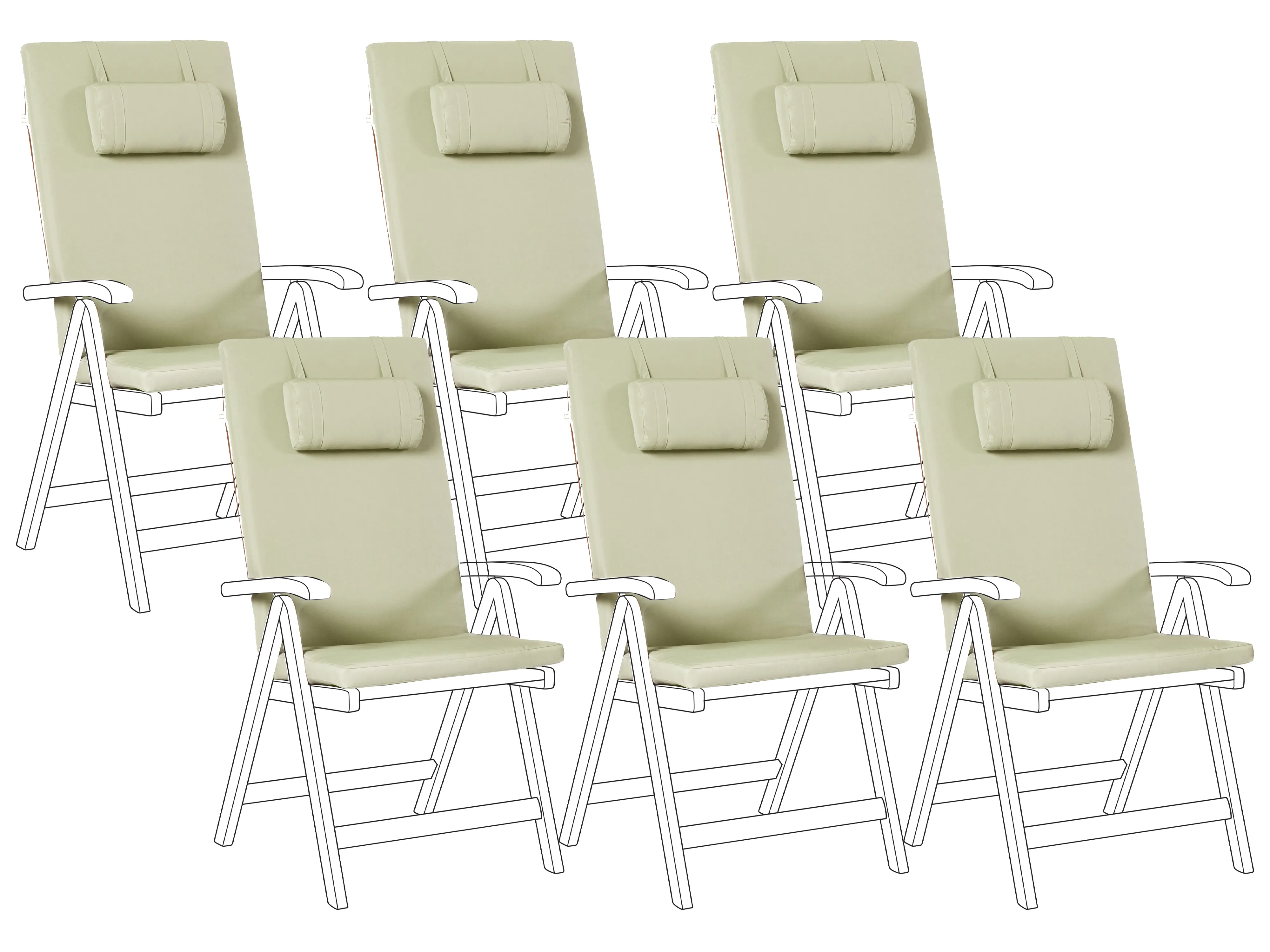 Set van 6 rug/zitkussens JAVA/AMANTEA PREMIUM 50 x 70 cm Groen
