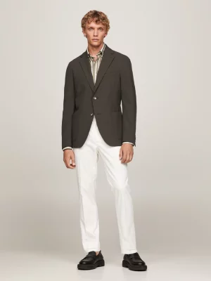 Blazer slim de tecido liso com abotoamento simples