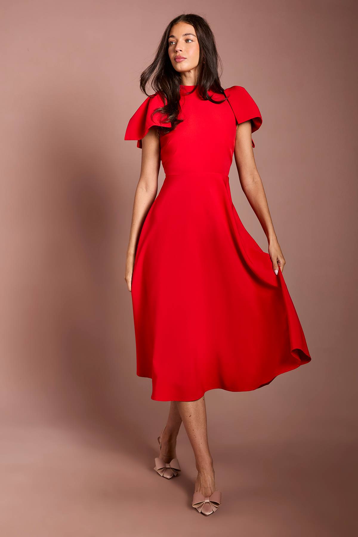 Coast Robe Midi en Crêpe avec Nœud aux Épaules