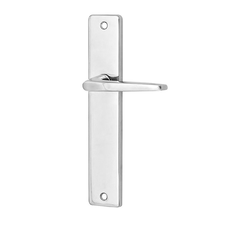 Ensemble poignée sur plaque rectangulaire Colan effet chromé brillant gris L.106mm x l.39.8mm entraxe 195mm