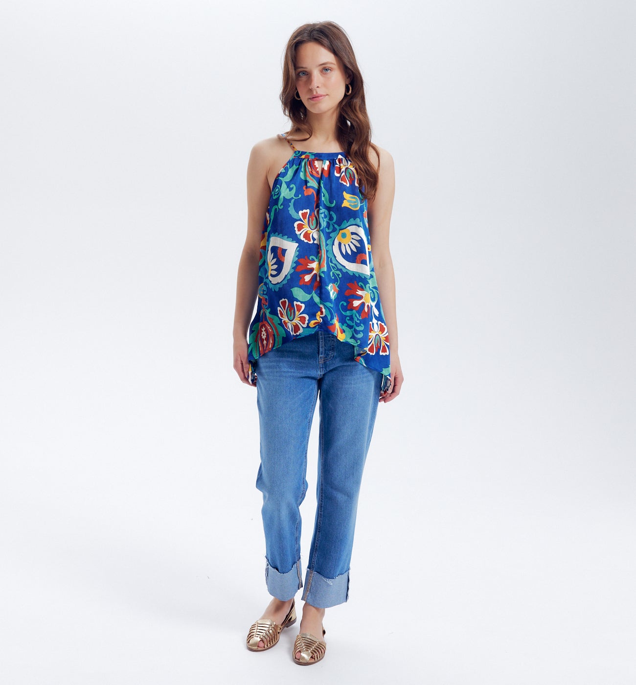 Top foulard imprimé Femme - Imprimé bleu